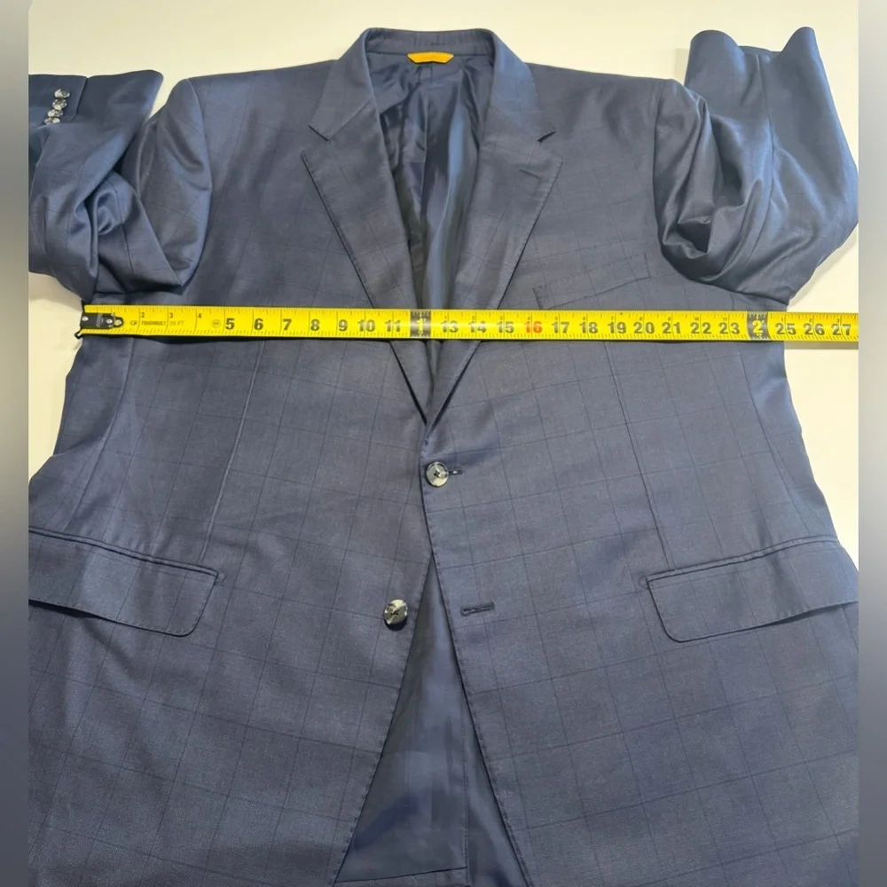 Hickey Freeman Men’s 48R 100% Wool Loro Piana blazer Navy Blue Check Made In USA - Picture 8 of 11